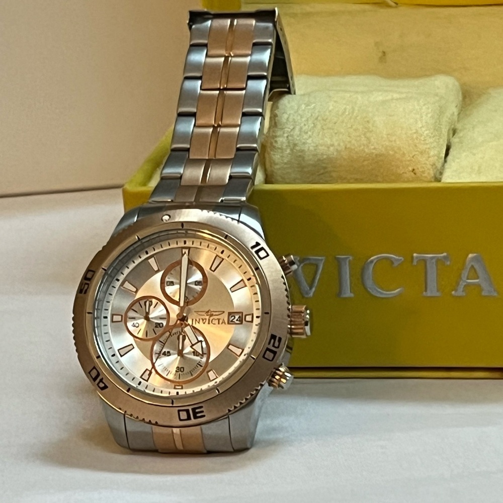 Invicta (Model 17442) Two-Tone Silver and Gold Chronograph & Date Watch